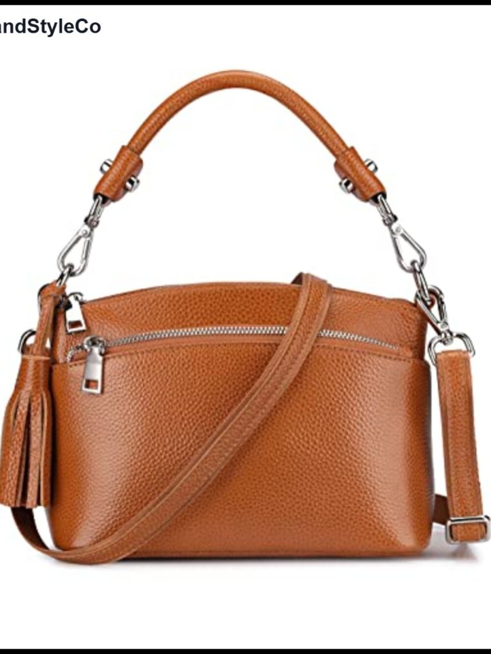 Genuine Leather Crossbody Satchel Small Handbag with Top Handle